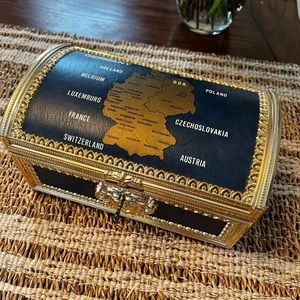 Vintage Germany Red interior music jewelry box.